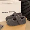 Sapatos Mary Jane de Pelo Retrô para Mulheres 2025 Inverno Novo Calçados Externos Gorro Sapatos Flats Quentes Antiderrapantes com Forro de Lã Calçados de Algodão Femininos