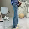 Jeans deslumbrantes estilo parisiense, de cintura alta, modeladores, sem elasticidade, de corte justo, perna reta, perna larga, para mulheres, perfeitos para o outono, com um design retrô