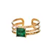 Europa y Estados Unidos transfronterizo retro personalidad moda metal imitación esmeralda incrustado circón amor geométrico anillo anillo anillo mujeres