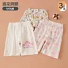 Shorts de Algodão Puro para Crianças, Estilo Fino de Verão, Shorts para Meninas para Ar Condicionado, Calças de Dormir Respiráveis para Bebês, Calças de Casa com Desenhos