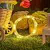 Luces de Alambre de Cobre Solares LED Luces de Feliz Cumpleaños Luces Decorativas de Ambiente Patio Exterior Luces de Alambre de Cobre Solares de 8 Funciones