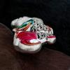 Pingente de prata de lei S925 com carpa da sorte pintada em esmalte estilo étnico, colar com corrente para suéter vintage masculino e feminino