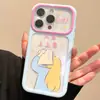 Adecuado para funda de teléfono Apple 17PROMAX, contraste de color azul y rosa, diseño de chica de pelo largo, cubierta protectora iPhone18 16