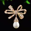 Nova Broche de Laço com Zircônia Microincrustada com Toque de Luxo, Design de Nicho, Corsage Versátil, Acessório para Lapela de Blazer