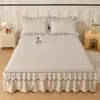 2026 Novo Modelo Saia de Cama de Renda Imitação de Algodão de Alta Qualidade Conjunto de Três Peças, Saia de Cama de Renda Estilo Princesa Coreana de Algodão Lavado, Exclusivo para Transmissão ao Vivo