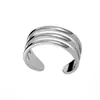 Anillo Abierto de Plata de Ley S925, Anillo de Moda y Sencillo con Diseño de Tres Círculos, Joyería Exquisita de Plata de Ley Estilo Coreano al por Mayor para Mujeres