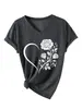 Amazon Wish loja independente moda casual elegante feminina coração rosa gola V manga curta camiseta comércio exterior transfronteiriço