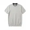Ropa de Hombre Jiezhan Estilo Old Money Bloque de Color Cuello de Punto Manga Corta 2026 Verano Nuevo Retro Americano Commuting Camiseta de Color Sólido