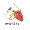 Suministro Transfronterizo de Nuevo Producto Anillo de Frutas Fresa Sandía Cereza Exquisito y Lindo Anillo de Acero Inoxidable Chapado en Oro de 18 Quilates