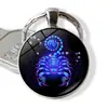 Llavero Exquisito de Cristal Luminoso Símbolo de las Doce Constelaciones Libra Bola Redonda de Cristal Llavero de Capricornio