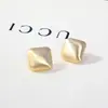 Pendientes Cuadrados de Metal Cepillado, Pendientes de Celebridad de Internet Estilo Francés, Pendientes Minimalistas de Nicho, Pendientes de Moda Únicos Nuevos y Tendencia