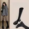 Botas largas para mujer, nueva colección otoño/invierno 2026, de caña alta, suela gruesa, botas de ciclismo, adecuadas para mujeres menudas, hasta la rodilla, de corte ajustado, botas de moda