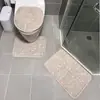 Tapete de Banheiro Absorvente de Água Flanela Antiderrapante para Banheiro Tapete de Vaso Sanitário em Formato U Conjunto para Vaso Sanitário Lavatório Secagem Rápida