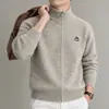 Cárdigan de Lana para Hombre con Cuello Alto Estilo Old Money 2026 Otoño Invierno Nuevo Casual Cálido Chaqueta de Punto Hombre