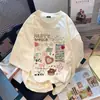 Tamanho Europeu TransfronteiriçoEstética Y2KGola Redonda Top Moda Casual Feminina Harajuku Camiseta Extra Grande Estilo Kawaii