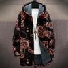 Chaqueta acolchada de algodón con capucha y cremallera con impresión digital 3D de nueva moda transfronteriza de Amazon 2024, forro gris