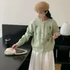 Chaqueta Suéter Bordada de Estilo Suave para Mujer en Otoño e Invierno Nuevo Estilo Coreano Holgado Retro Suave y Sedoso Cardigan Tejido Top Perezoso