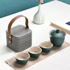 Regalo de Empresa Juego de Té de Viaje Taza de Preparación Rápida Una Tetera Tres Tazas Gaiwan Portátil Juego Pequeño Juego de Té Kung Fu para Exteriores