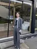 Conjunto de Dos Piezas para Mujer: Chaqueta Corta Estilo Coreano de Moda con Cinta, Temperamento, + Pantalones de Pierna Ancha de Cintura Alta, Nuevo para Primavera 2025