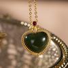 Jade Hetian natural plata esterlina S925 Jade elegante personalidad colgante para mujer en forma de corazón juego de cadena temperamento clásico moda nacional