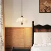 Lámpara de araña de dormitorio con estética de canción, lámpara de calabaza de tela estilo retro Zen chino nuevo para sala de té, adecuada para habitaciones de huéspedes y comedores, lámpara de araña de hierro