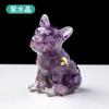 Grava de Cristal Natural Pegamento Goteo Adornos Grandes de Bulldog Decoración de Escritorio para Hogar y Oficina Artesanías de Resina Venta al por Mayor