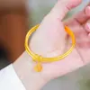 Tienda de Oro Mismo Estilo Arena Oro Joyería, Tres Generaciones, Tres Mundos, Pulsera con Carácter de Fortuna para Mujer, Artesanía Tradicional, Pulsera con Dos Superficies Brillantes y Una Arenosa Venta al por Mayor