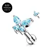 Brincos de Liga de Titânio F136 Borboleta Incrustada Zircônia Super Brilhante Luxo Acessível Esportes Pregos de Orelha Piercing de Orelha de Titânio G23