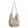 2026 Bolso Tejido de Paja de Gran Capacidad Bolso de Hombro Axila de Girasol Hueco Tejido Bolso de Mano de Tendencia de Moda para Mujeres