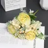Mille-feuille de Frutas Vermelhas Peônia Flor Artificial Flores de Casamento Acabamento de Luxo Buquê de Flores Artificiais Arranjo Floral Fabricante de Arranjos Florais Atacado