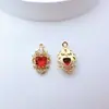 Colgante de Encaje Corazón Pequeño de Zirconia Chapado en Oro Conservante del Color Accesorios de Materiales para Joyería de Aretes Collar Pulsera Hechos a Mano DIY