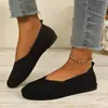 Nuevos zapatos planos de punto volador de estilo europeo y americano para mujer 2026, sin cordones, calados, transpirables, zapatos casuales
