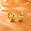 Brincos de Ouro Real Banhado a Cobre com Textura Irregular, Acessórios de Orelha Simples e de Personalidade Única para Mulheres, Presilhas de Orelha de Alta Qualidade Estilo Fashion Ins