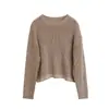 31/8 Nuevos Llegados de Otoño Estilo Perezoso de Otoño Retro Corto Cuello Redondo Holgado Tejido de Lentejuelas para Mujer F1268