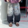 Jeans con Gradiente de Graffiti para Niños Primavera y Otoño 2026 Nuevo Estilo de Otoño Pantalones Largos Casuales Sueltos Geniales para Bebé