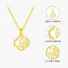 Colgante de Trébol de Cuatro Hojas Duro Dorado 3D, Cadena de Clavícula de Oro Puro 999, Regalo para Mamá y Suegra, Regalo de Vacaciones al por Mayor