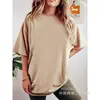 [Camiseta de Algodão Tamanho Europeu] Camiseta 100% Algodão Manga Curta Gola Redonda Poliéster Cor Sólida Lisa Camiseta Casual para Casal