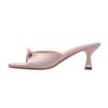 Sandálias de Salto Fino para Mulheres, Novo Estilo de Verão, Estilo Francês, Laço, Bico Quadrado, Salto Alto, Elegante, com Saias, Sandálias Vazadas para Usar por Cima