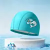 Gorro de natación infantil de PU con estampado de dibujos animados, impermeable, no restrictivo, transpirable, alta elasticidad, adecuado para niños y niñas, suministro directo del fabricante
