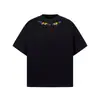 Camiseta de Manga Corta con Bordado de Letras de Colores para Hombre, Estilo Streetwear Americano de Verano, Holgada, Peso Pesado, Algodón Puro, Cuello Redondo