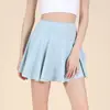 Falda Plisada Transpirable Fresca de Verano Anti-exposición Cintura Alta Cintura Elástica Bolsillos Falda Deportiva para Correr Yoga Tenis