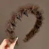Faixa de Cabelo de Pelúcia Estampa de Leopardo Outono Inverno para Mulheres 2025 Nova Coroa Alta Denteada Antiderrapante Especial para Lavar o Rosto Presilha de Cabelo Faixa de Cabeça Acessório de Cabeça