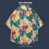 Camisa Floral de Manga Corta para Hombre Verano Nuevo Holgada Delgada Hawaiana Playa Floral Camisa Floral de Manga Corta para Pareja