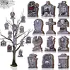 36 Unidades Decorações de Madeira de Lápide de Halloween Decorações para Pendurar na Árvore de Halloween Suprimentos para Festa Decorações para Casa