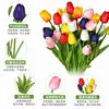 Flores Artificiales de Tulipa Pu Realistas Transfronterizas con Tacto Realista y Efecto Hidratante, Adecuadas para Decoraciones de Bodas y Fiestas, Decoración del Hogar, Plantas Verdes Artificiales al por Mayor