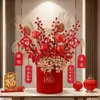 Set de Decoración de Cubo de Bendición de Año Nuevo, Hortensia de Fruta de la Fortuna, Decoración de Cubo de Bendición para Sala de Estar Regalo, Esencial para Venta al por Mayor