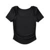 Hot Girls Sexy plissado manga curta pescoço redondo umbigo curto slim-fit camiseta feminina verão novo top apertado
