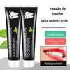 Agite o som do mesmo carvão de bambu creme dental preto 105g casca de coco carvão de bambu creme dental preto carvão ativado branco brilhante proteção gengival creme dental carvão de bambu