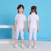 Conjunto de fitness transpirable de secado rápido de manga corta transfronterizo para deportes al aire libre, ropa de entrenamiento térmico unisex y para niños, transpirable y ajustada