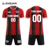 Uniformes de fútbol personalizados de fábrica, uniformes de equipo para comercio exterior, alta relación costo-rendimiento, secado rápido, transpirables, camisetas de fútbol de manga corta, venta al por mayor personalizada